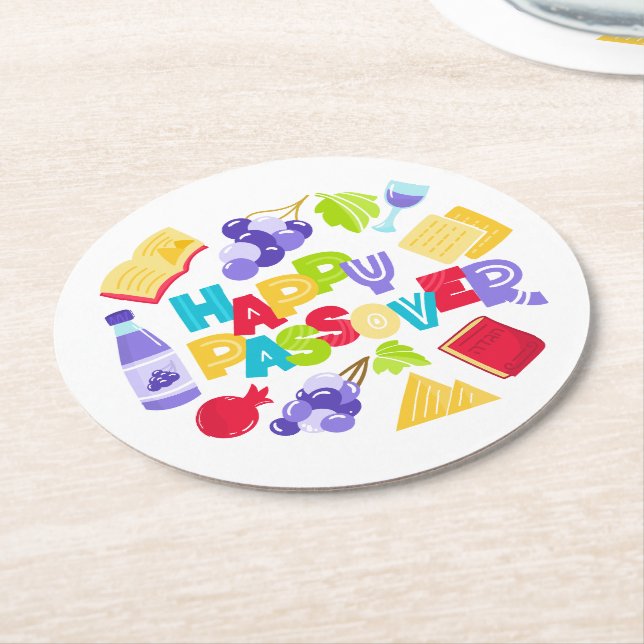 Dessous-de-verre Rond En Papier Happy Passover Paper Coaster (Incliné)