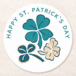 Dessous-de-verre Rond En Papier Happy St. Patrick`s Day Green Shamrock Clover