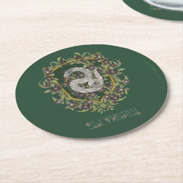 Dessous-de-verre Rond En Papier HARRY POTTER™ | SLYTHERIN™ Crest (Incliné)