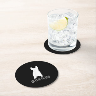 Dessous-de-verre Rond En Papier hashtag frenchie dad french bulldog dad