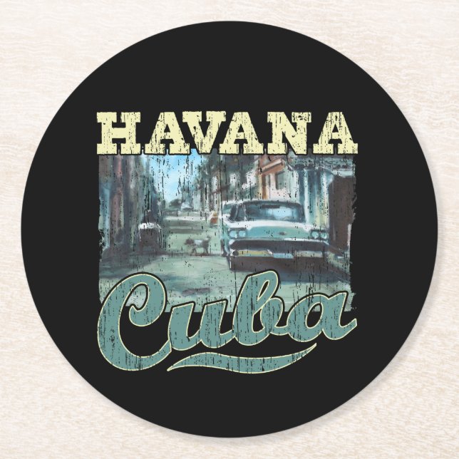 Dessous-de-verre Rond En Papier Havana Cuba Graffiti Street Art - Love Habana (Devant)