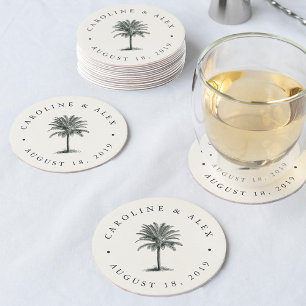 Dessous-de-verre Rond En Papier Havana Palm Mariage