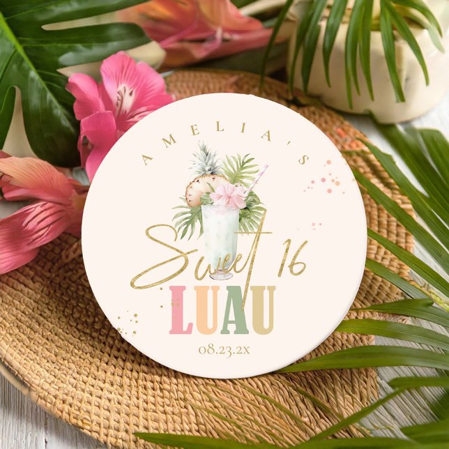 Dessous-de-verre Rond En Papier Hawaiian Luau Sweet sixteen ID1092 (Créateur téléchargé)