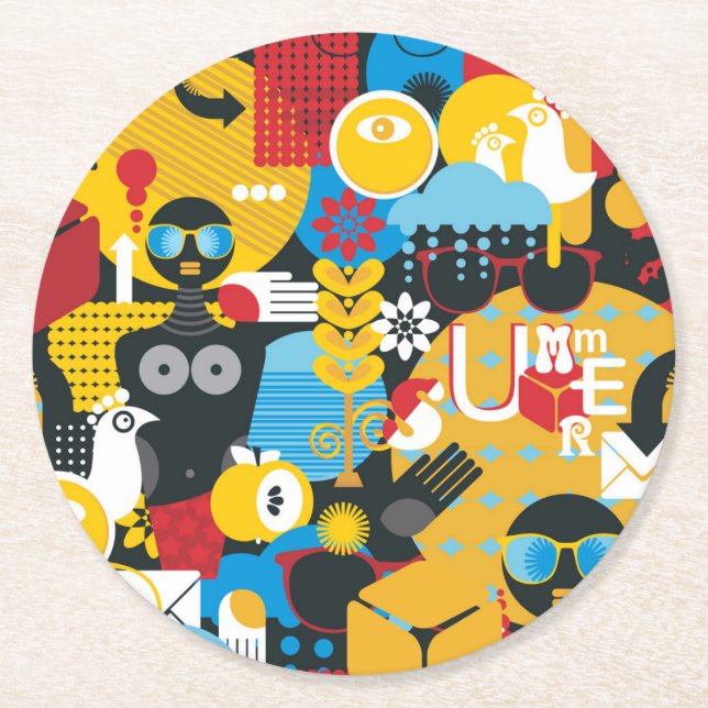 Dessous-de-verre Rond En Papier Heure d'été (Devant)