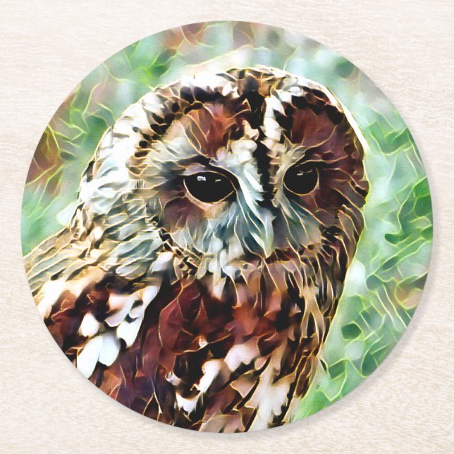 DESSOUS-DE-VERRE ROND EN PAPIER HIBOU (Devant)