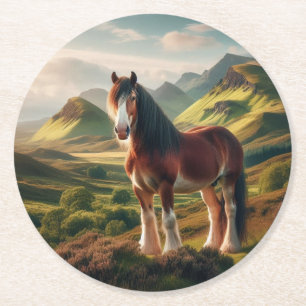 Dessous-de-verre Rond En Papier Highlands d'Écosse cheval de Clydesdale