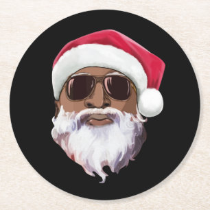 Dessous-de-verre Rond En Papier Hip hop noir Santa Claus nouveauté Africain Améric