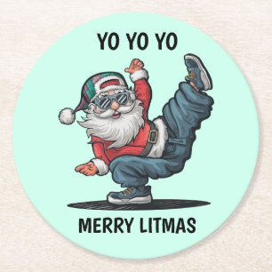 Dessous-de-verre Rond En Papier Hip hop Santa Claus Dessous de verre en papier de 