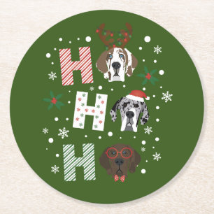 Dessous-de-verre Rond En Papier Ho Ho Ho Great Dane Joyeux Noël