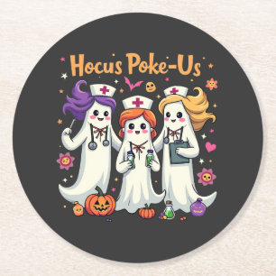 Dessous-de-verre Rond En Papier Hocus-Poke Nous Infirmier Éffrayant Halloween Fant