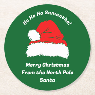 Dessous-de-verre Rond En Papier Hohoho Chapeau de Père Noël Joyeux Noël Xmas