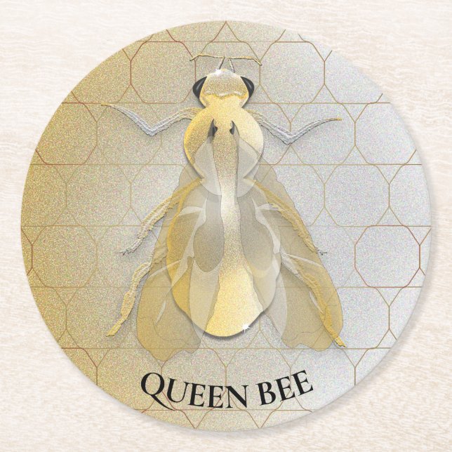 Dessous-de-verre Rond En Papier Honeybee Queen Bee Coin métallique (Devant)