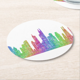 Dessous-de-verre Rond En Papier Horizon de Chicago