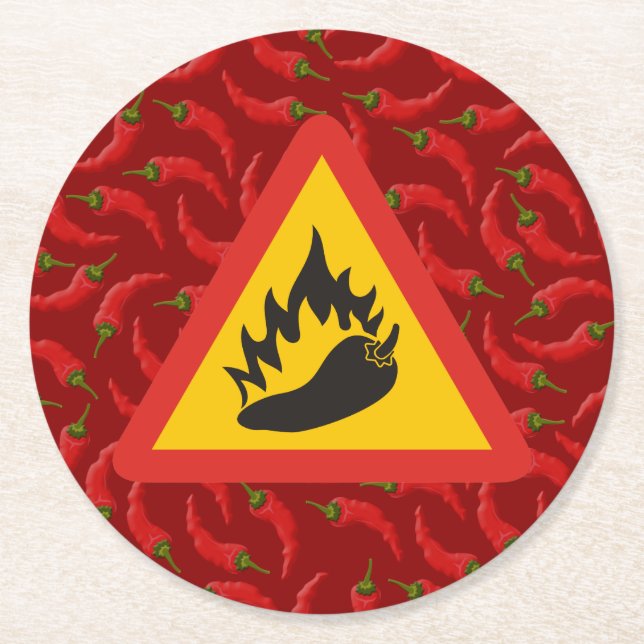 Dessous-de-verre Rond En Papier Hot pepper danger (Devant)