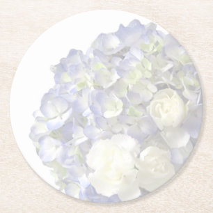 Dessous-de-verre Rond En Papier Hydrangée bleu doux