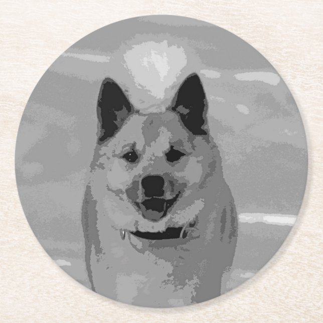 Dessous-de-verre Rond En Papier IcelandicSheepdog20151203 (Devant)