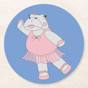 Dessous-de-verre Rond En Papier illusima Hippopotame Ballerine Bleu