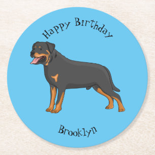 Dessous-de-verre Rond En Papier Illustration de chien Rottweiler