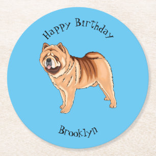 Dessous-de-verre Rond En Papier illustration de dessin animé de chien Chow Chow