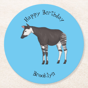 Dessous-de-verre Rond En Papier Illustration de dessin animé d'okapi