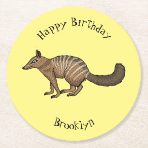 Dessous-de-verre Rond En Papier Illustration de dessin animé joyeux numbat