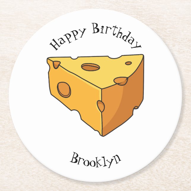Dessous-de-verre Rond En Papier Illustration de fromage (Devant)