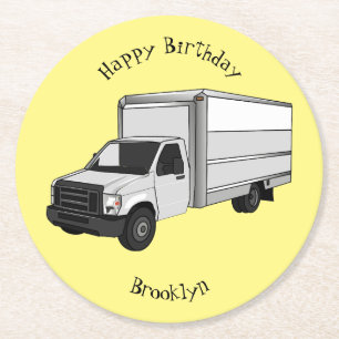 Dessous-de-verre Rond En Papier Illustration de la caricature du camion-boîte