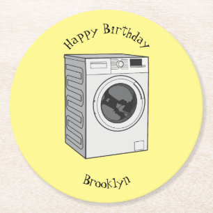 Dessous-de-verre Rond En Papier Illustration de la machine à laver
