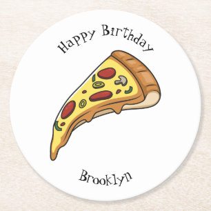Dessous-de-verre Rond En Papier Illustration de la pizza