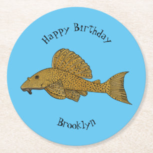 Dessous-de-verre Rond En Papier Illustration de poisson Pleco