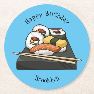 Dessous-de-verre Rond En Papier Illustration de sushi