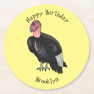 Dessous-de-verre Rond En Papier Illustration d'oiseau condor de Californie