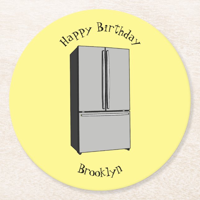 Dessous-de-verre Rond En Papier Illustration du réfrigérateur de porte française (Devant)