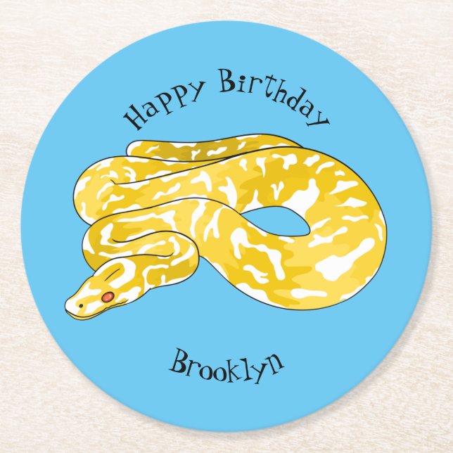 Dessous-de-verre Rond En Papier Illustration du serpent python birman (Devant)