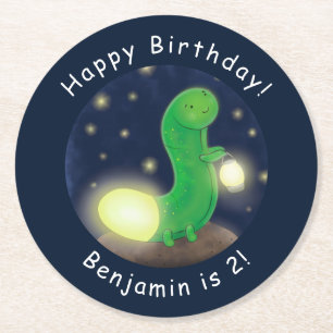 Dessous-de-verre Rond En Papier Illustration du ver vert mou