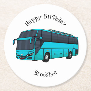 Dessous-de-verre Rond En Papier Illustration d'un autobus à passagers moderne