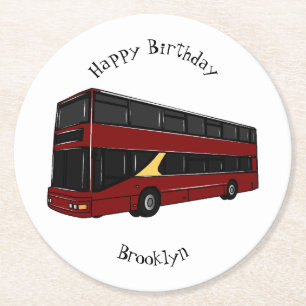 Dessous-de-verre Rond En Papier Illustration d'un bus à deux étages