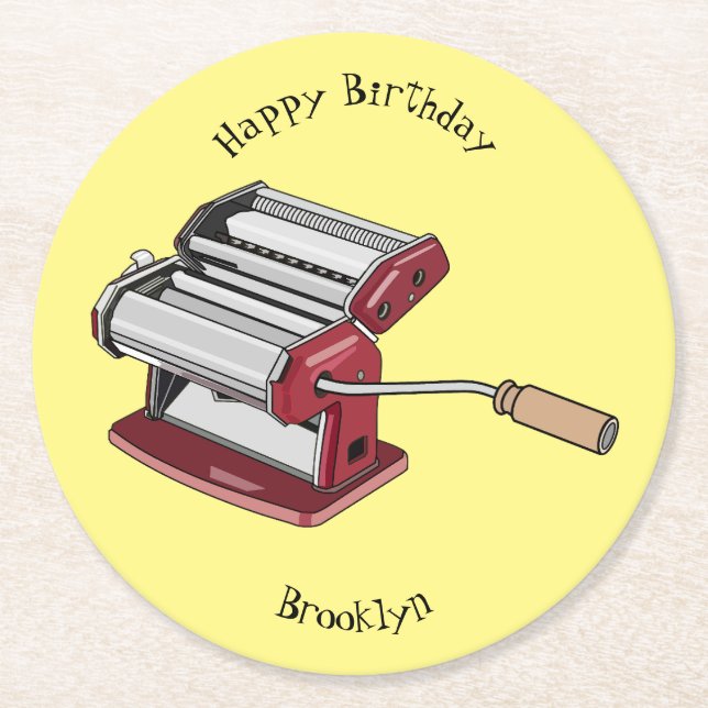 Dessous-de-verre Rond En Papier Illustration d'un fabricant de pâtes alimentaires (Devant)