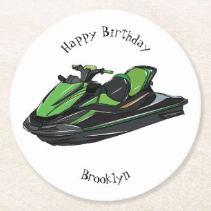 Dessous-de-verre Rond En Papier Illustration Jet ski
