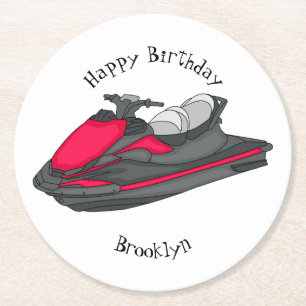 Dessous-de-verre Rond En Papier Illustration Jet ski