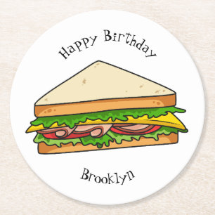 Dessous-de-verre Rond En Papier Illustration Sandwich