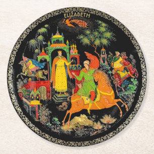 Dessous-de-verre Rond En Papier Imaginaire coloré de contes de fées russes Vintage