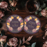 Dessous-de-verre Rond En Papier Imaginaire Enchantée jardin floral mariage<br><div class="desc">Elégante,  fantaisiste,  Imaginaire Enchantée Jardin Floral design parfait pour une fête enchantée sur le thème de la forêt. Ce design présente des éléments floraux dans un cadre de feuilles verts et des accents dorés. Correspondance d'articles dans notre boutique pour un thème de fête complet.</div>