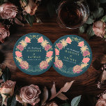 Dessous-de-verre Rond En Papier Imaginaire Enchantée jardin floral mariage<br><div class="desc">Elégante,  fantaisiste,  Imaginaire Enchantée Jardin Floral design parfait pour une fête enchantée sur le thème de la forêt. Ce design présente des éléments floraux dans un cadre de feuilles verts et des accents dorés. Correspondance d'articles dans notre boutique pour un thème de fête complet.</div>