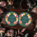 Dessous-de-verre Rond En Papier Imaginaire Enchantée jardin floral mariage<br><div class="desc">Elégante,  fantaisiste,  Imaginaire Enchantée Jardin Floral design parfait pour une fête enchantée sur le thème de la forêt. Ce design présente des éléments floraux dans un cadre de feuilles verts et des accents dorés. Correspondance d'articles dans notre boutique pour un thème de fête complet.</div>