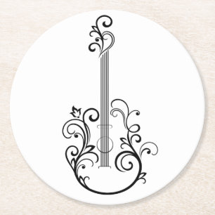 Dessous-de-verre Rond En Papier Impression guitare