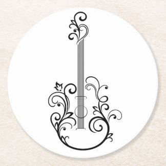 Dessous-de-verre Rond En Papier Impression guitare