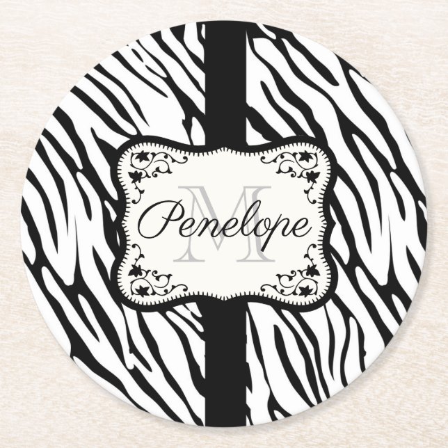 Dessous-de-verre Rond En Papier Impression Zebra (Devant)