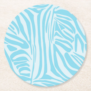 Dessous-de-verre Rond En Papier Imprimé zèbre bleu et blanc gras