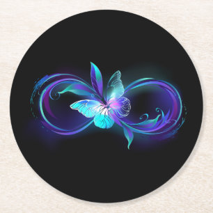 Dessous-de-verre Rond En Papier Infinité brillante avec papillon magique